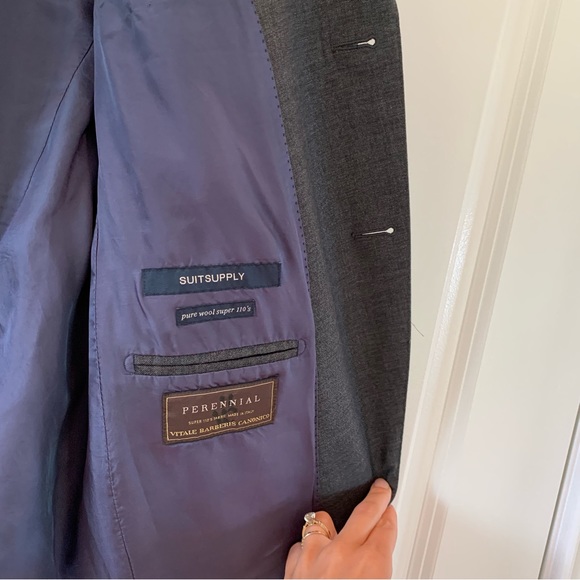 Suit Supply Blazer Vitale Barberis Canonico Super 110s Wool Jacket Gray Size 42L - Picture 7 of 9